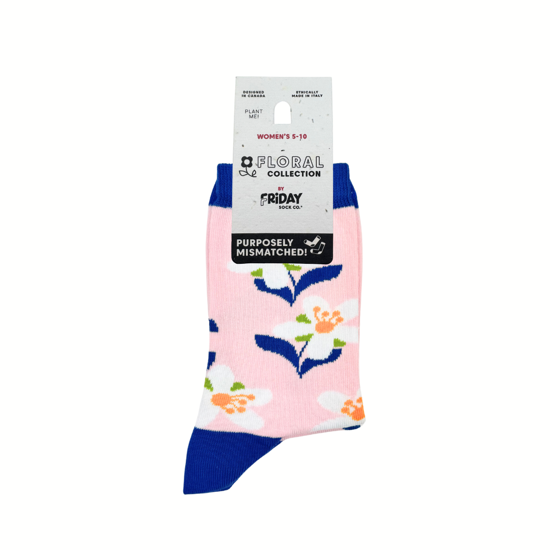 Friday Sock Co. - Chaussettes dépareillées modernes pour femmes Jasmine - Cadeau floral