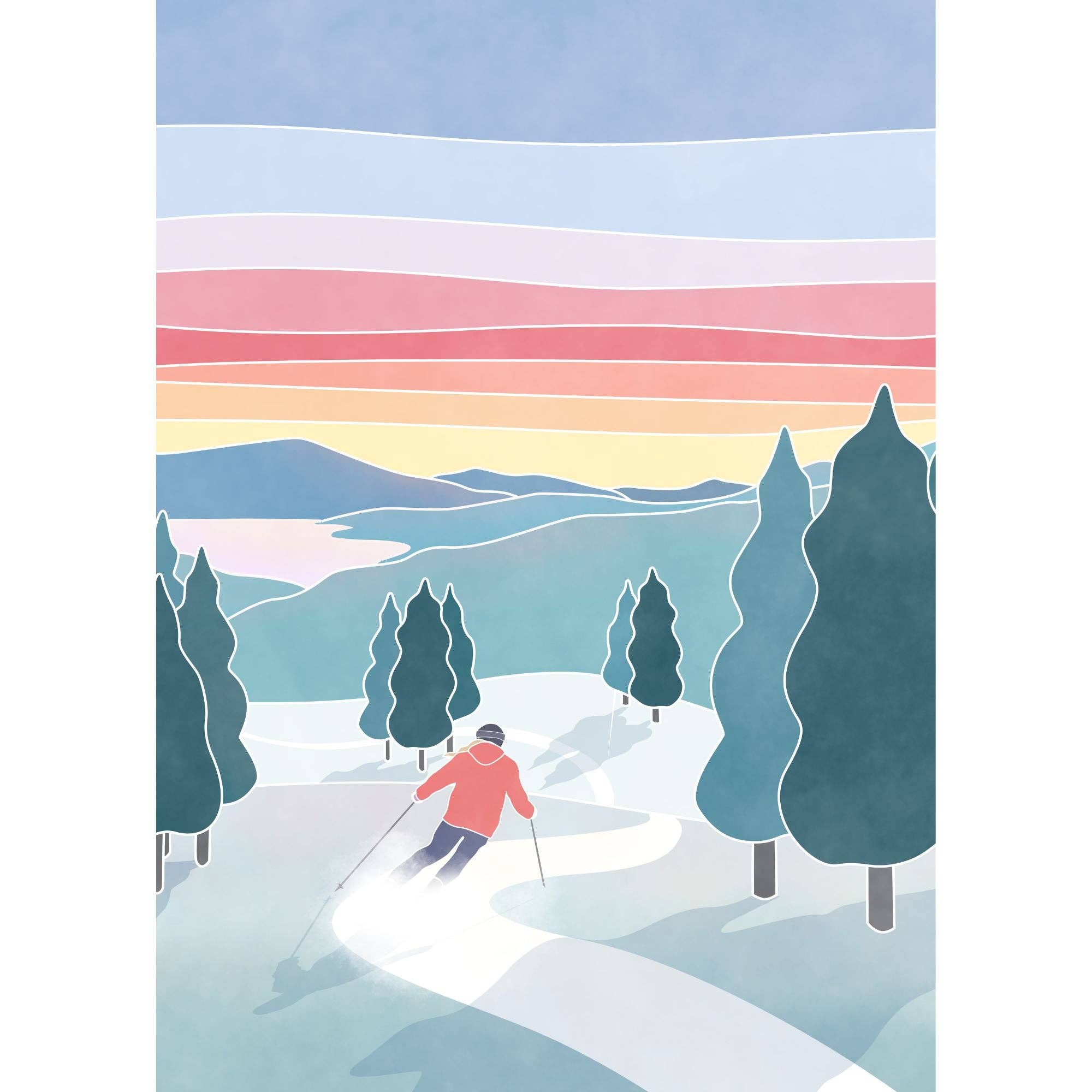 Villager Puzzles - Sunset Ski | Puzzle de 500 pièces pour adultes | Conçu au Canada par Maude Gervais