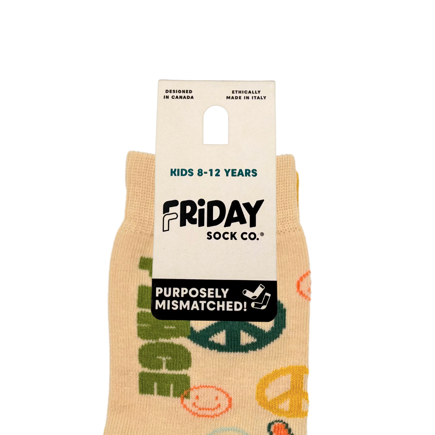 Friday Sock Co. - Chaussettes Paix et Amour pour Enfants: Moyen (Âge 4-7)