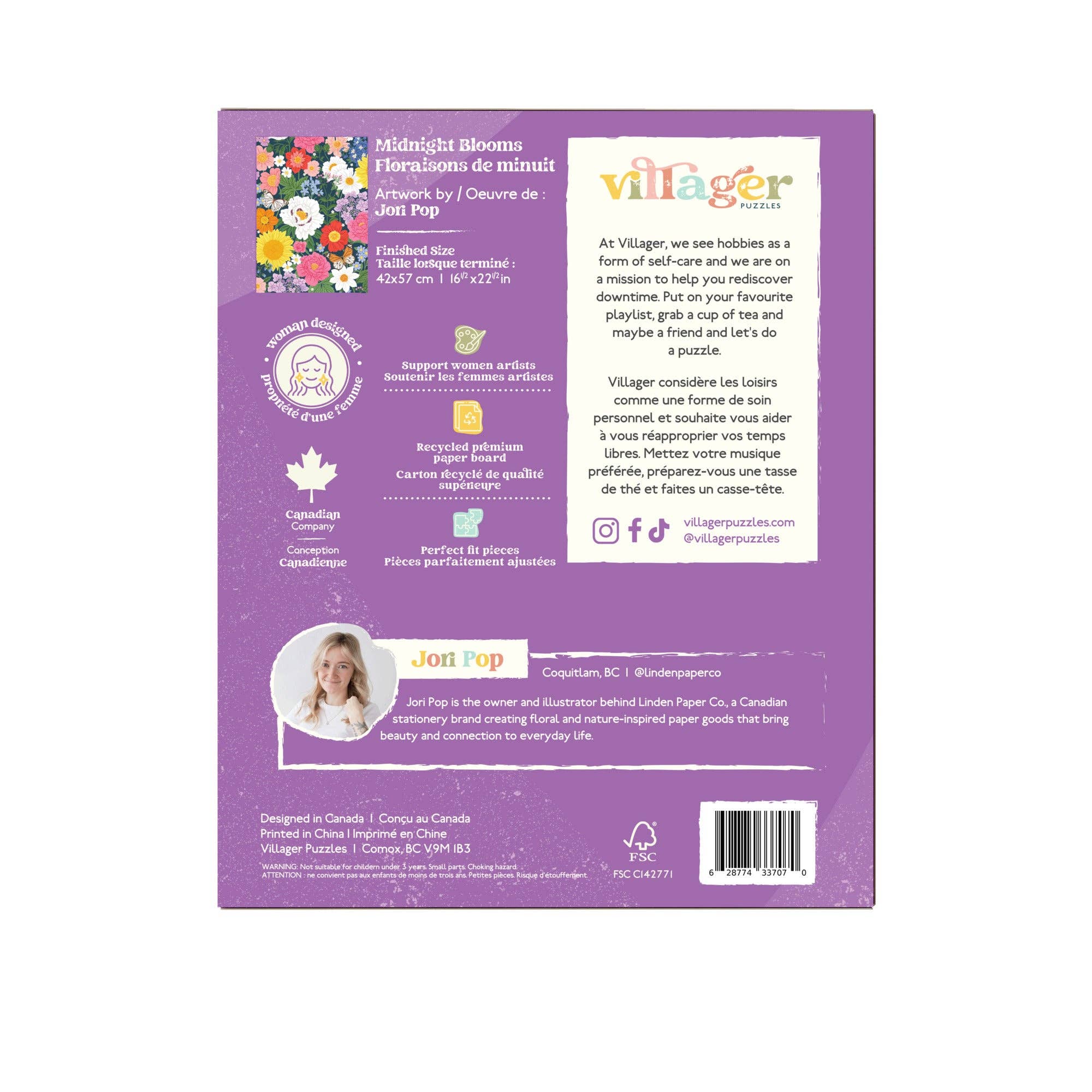 Villager Puzzles - Fleurs de Minuit | Puzzle de 500 pièces | Conçu au Canada