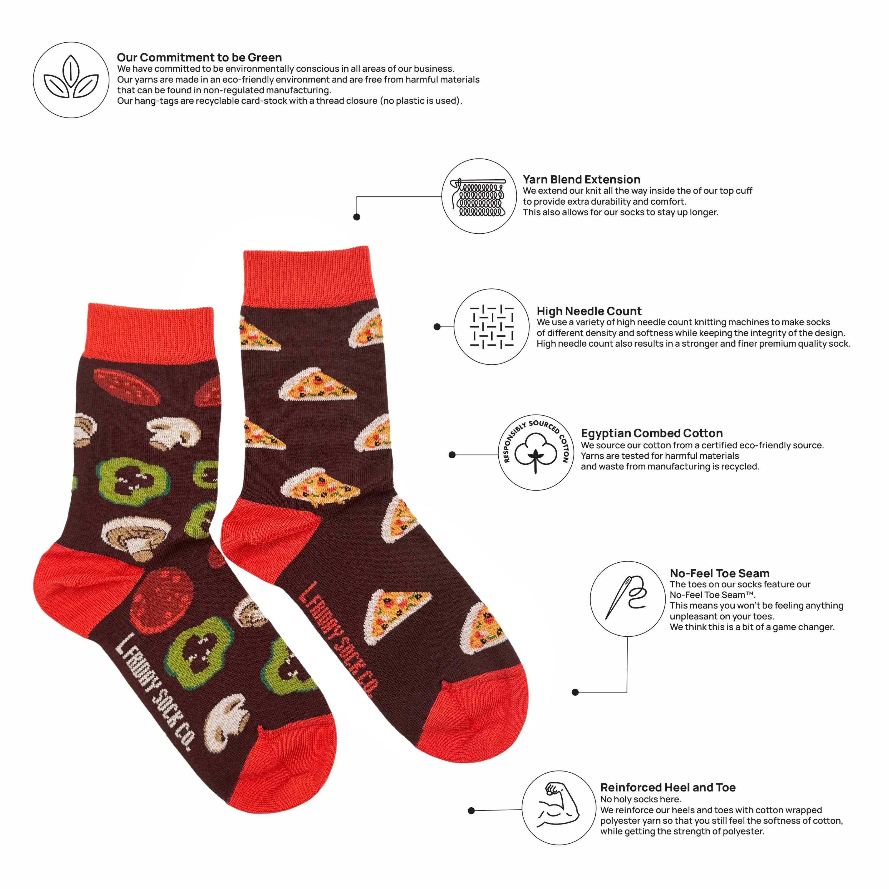 Friday Sock Co. - Chaussettes Pizza pour Enfants