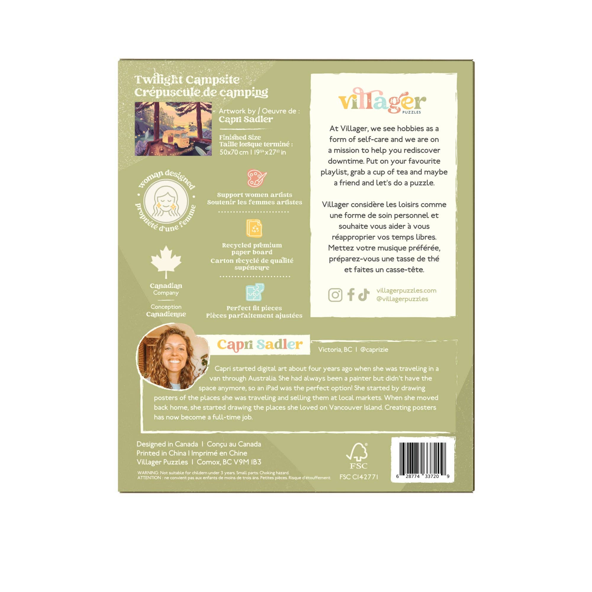 Villager Puzzles - Campsite au Crépuscule | Puzzle de 1000 pièces | Conçu au Canada