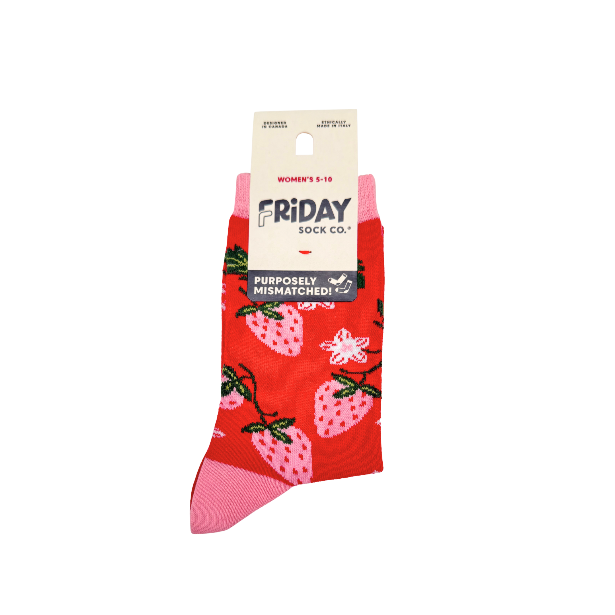 Friday Sock Co. - Chaussettes Femme Fraise, Cadeau Jardin de Printemps