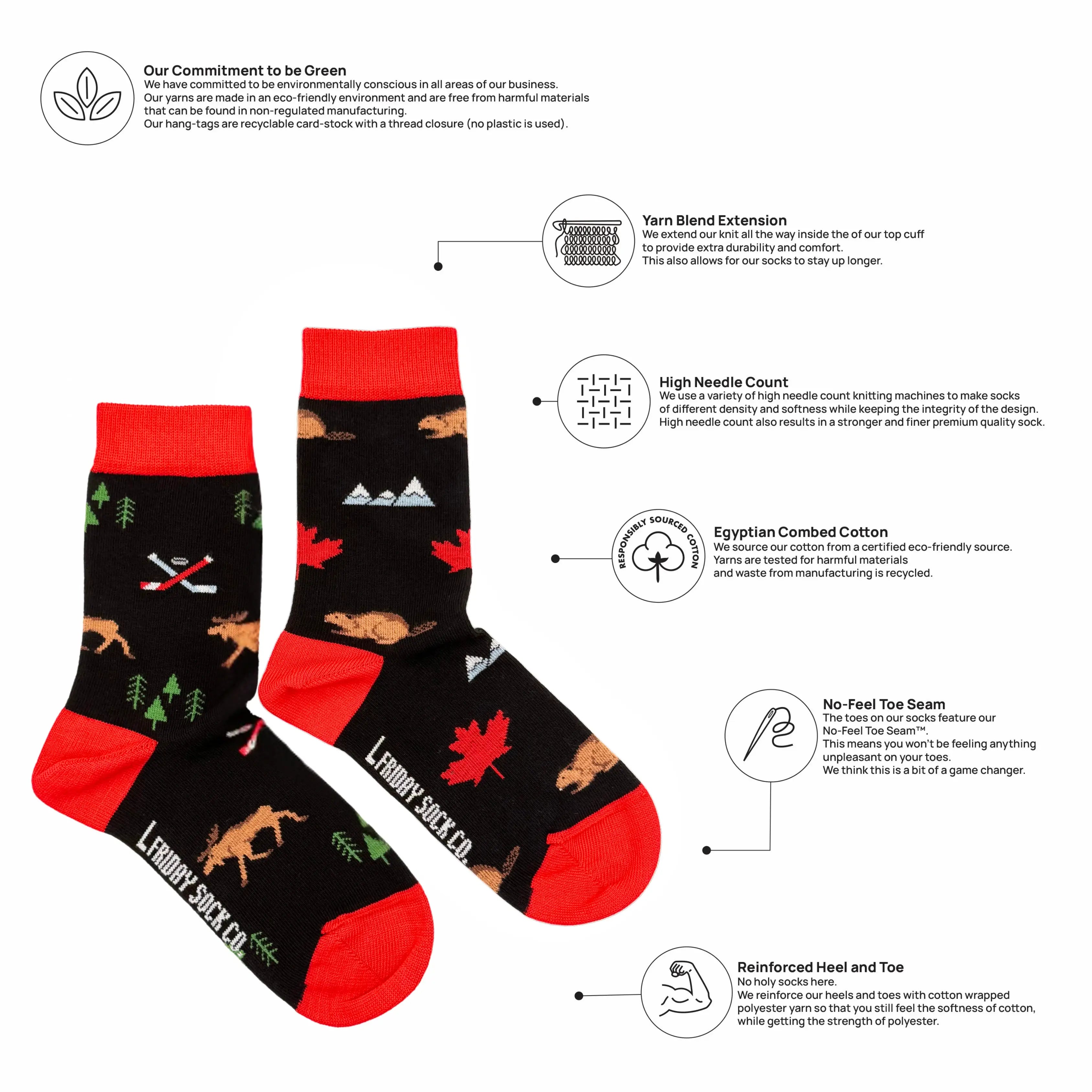Friday Sock Co. - Chaussettes à icônes Canada pour enfants