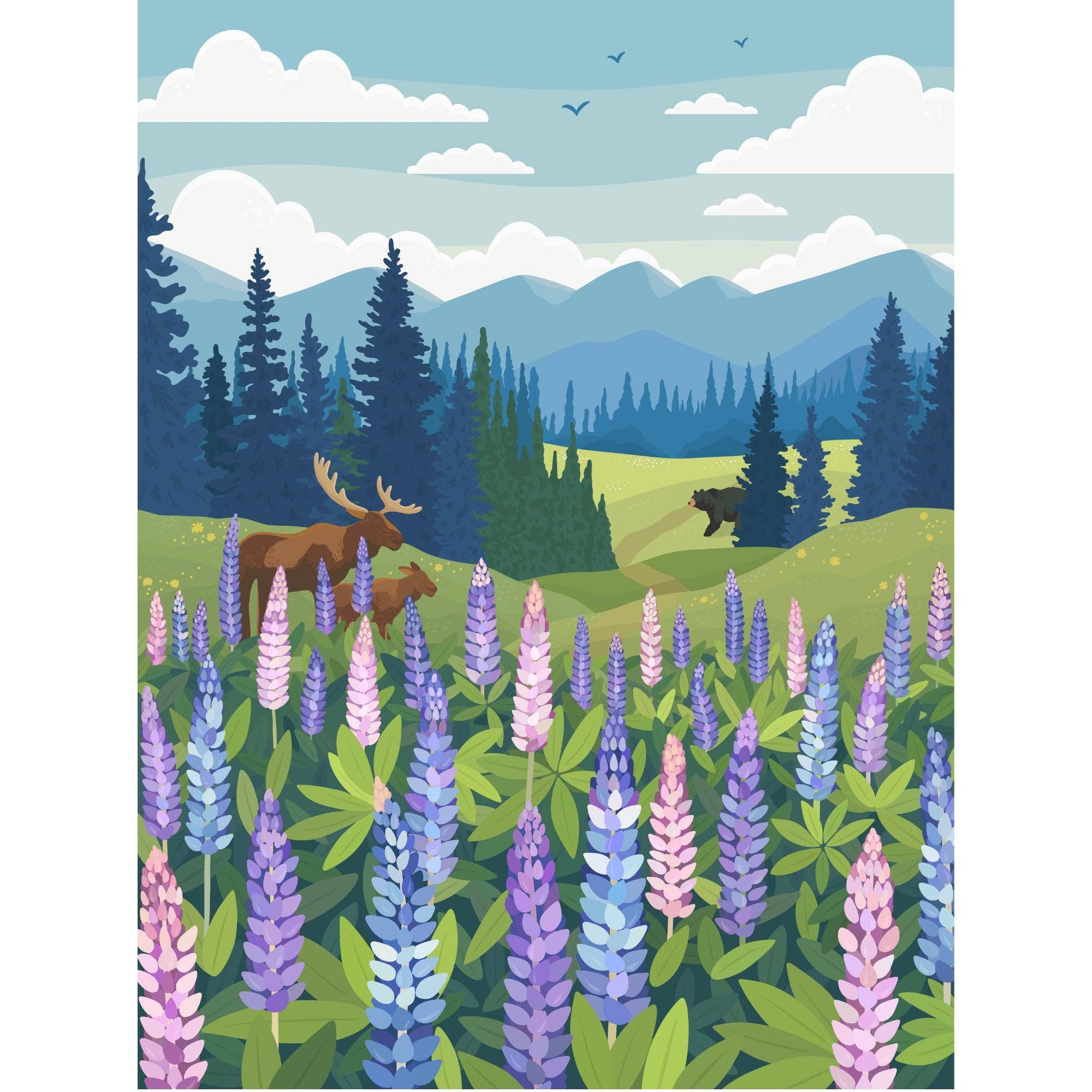 Villager Puzzles - Prairie de lupins | Puzzle de 1000 pièces | Conçu au Canada