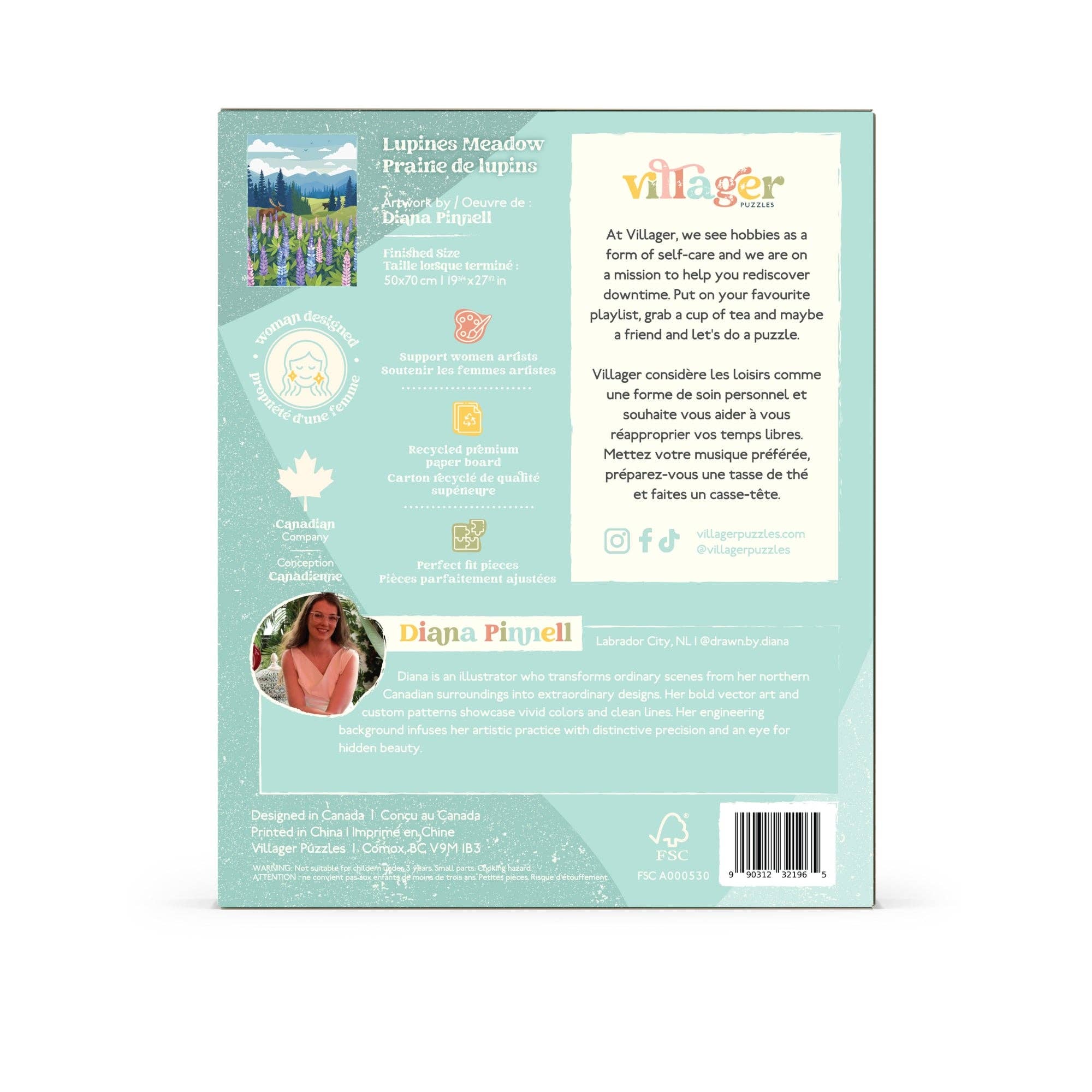 Villager Puzzles - Prairie de lupins | Puzzle de 1000 pièces | Conçu au Canada